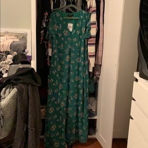 Long green spring dress.